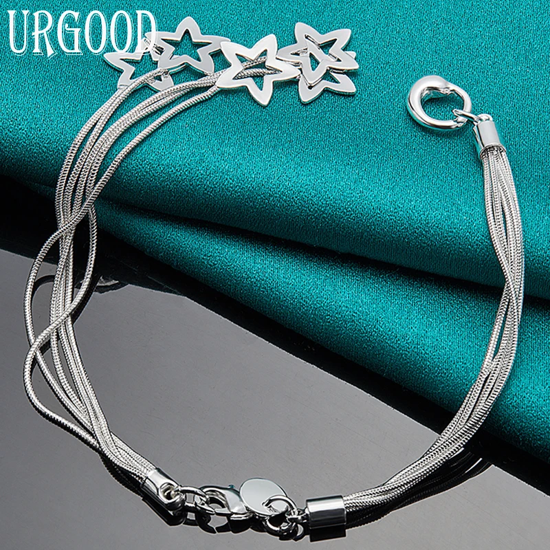 

925 Sterling Silver Five Snake Star Chain Bracelet For Women Men Party Engagement Wedding Fashion Jewelry