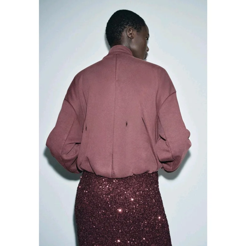 Zimowy, nowy, damski płaszcz z elastycznym dołem, metalowym zamkiem błyskawicznym, długim rękawem, wysokim kołnierzem, z aksamitu, casualowy, dopasowany krój, długość do kostek.