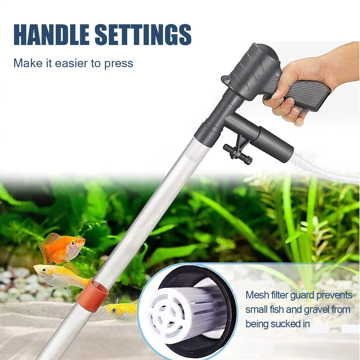 Manual Water Changer Fish Tank Cleaning Tool Aquarium Sand Gravel Cleaner Siphon Principle