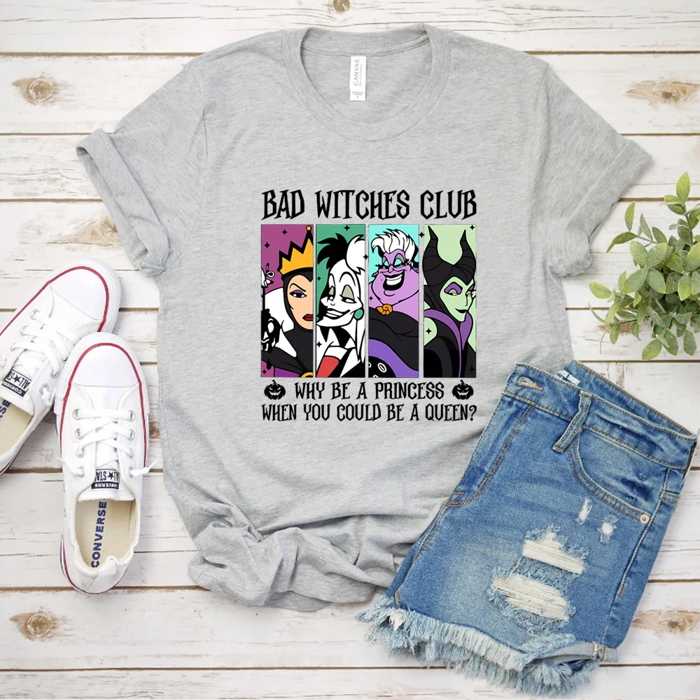 Bad Witches Club T Shirt Halloween Shirt Vintage Villain Gang Shirts Trick or Treat Tee Gothic Tshirt Unisex Short Sleeves Tops