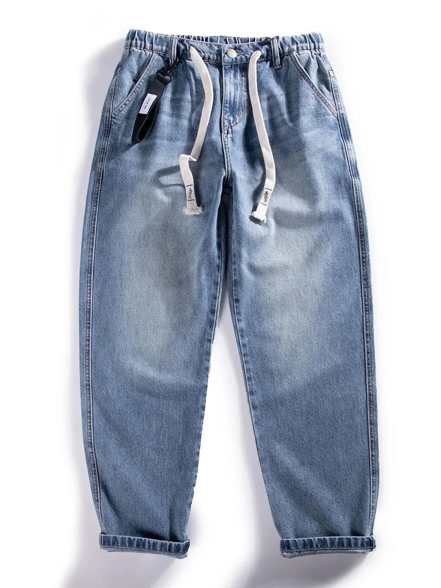 Calça Jeans Unissex Retrô de Perna Larga e Reta, Casual, para Primavera e Outono, Estilo Coreano
