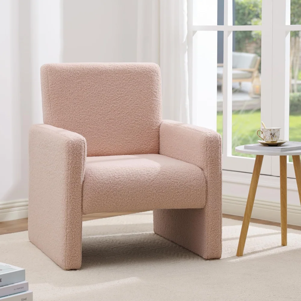 

Modern Accent Chair for Living Room Comfortable Sherpa Chair with Arms, Cozy Reading Chair for Bedroom