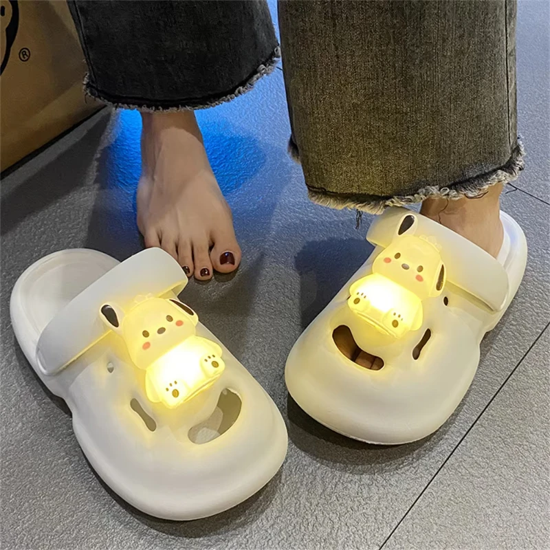 

MINISO 3D Lights Dogs Shoes chamrs Set Cute Pochacco Removable Accessories Flash Shoes Buckle Xmas Party Gifts Favors