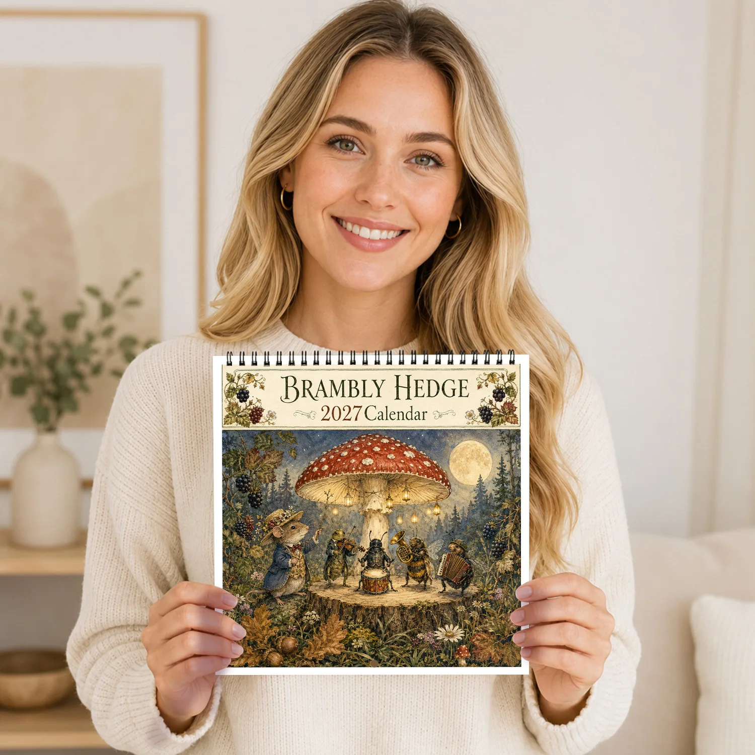 2027 Desk Calendar 12 Months Brambly Hedge Style Mouse Fairy Tale Desktop Calendar Monthly Planner Tabletop Home Decor