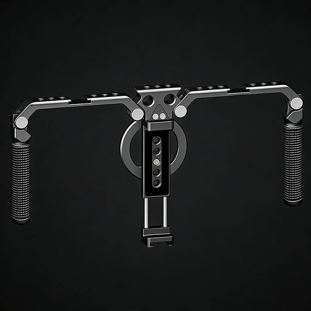 Faltbarer Telefonkäfig Videoaufnahme-Telefonstabilisator, Smartphone-Video-Rig mit Griffen für iPhone Samsung Huawei – Detail 5