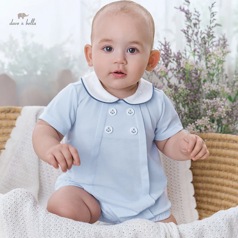 Dave Bella Baby Jumpsuit Romper Newborn Creeper 2024 New Summer Boys Romper Casual Cotton Comfortable DB2241221