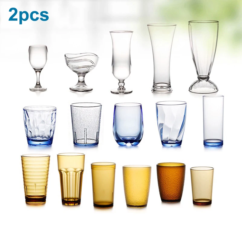 Plastic Tumblers Drinking Glasses Set of 2 Clear,Acrylic Cups For Kitchen - Unbreakable, BPA Free, Dishwasher Safe Plastic Glass