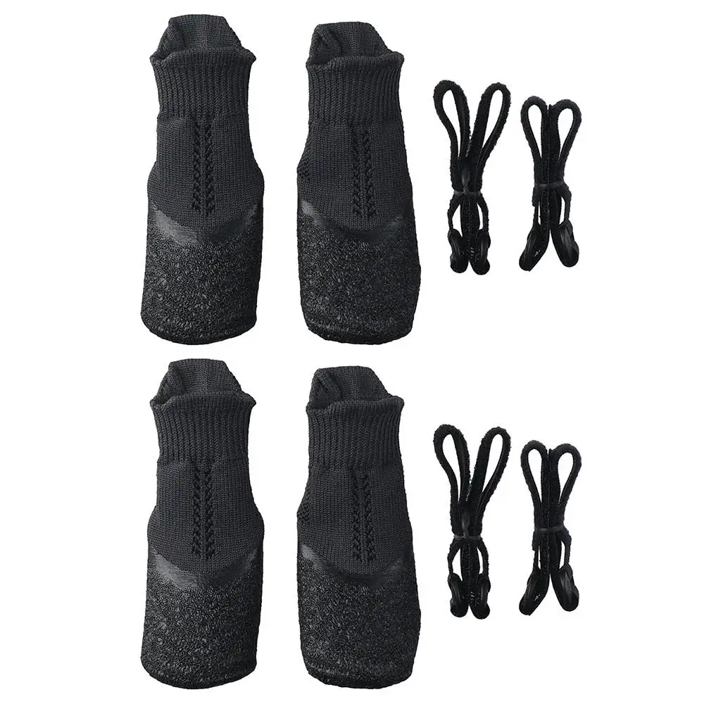 4PCS Practical Anti-Slip Dog Socks Boots Rubber Bottom Multi-Use Dog Foot Protection Breathable Design Black