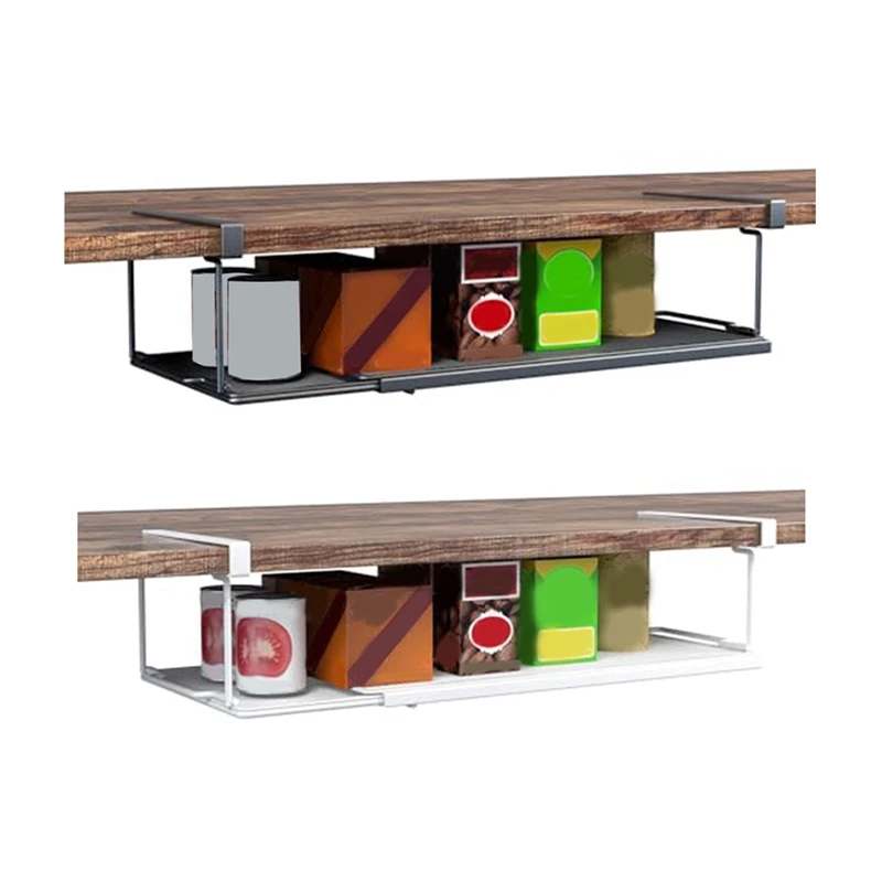 

Adjustable Under Cabinet Shelf, Under Desk Storage Long Clips For Office, Metal Under Shelf Storage For Wardrobes Easy To Use