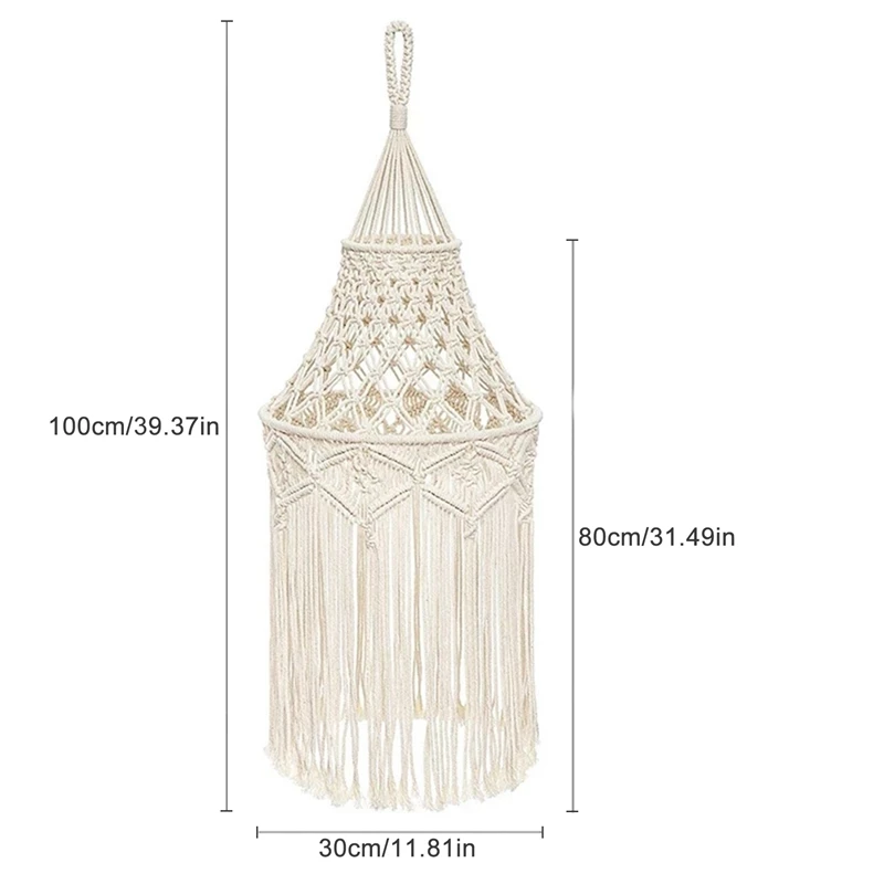 A98E-Macrame غطاء مصباح معلق قلادة غطاء خفيف مكتب غرفة نوم غرفة المعيشة الحضانة غرفة النوم البوهيمي ديكور المنزل