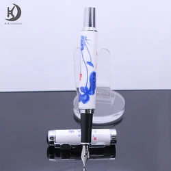 Jinhao 950 Blue White Porcelain Series Ceramic Chinese Style Painting Metal Calligraphy Fountain Pen Medium Nib - Lotus