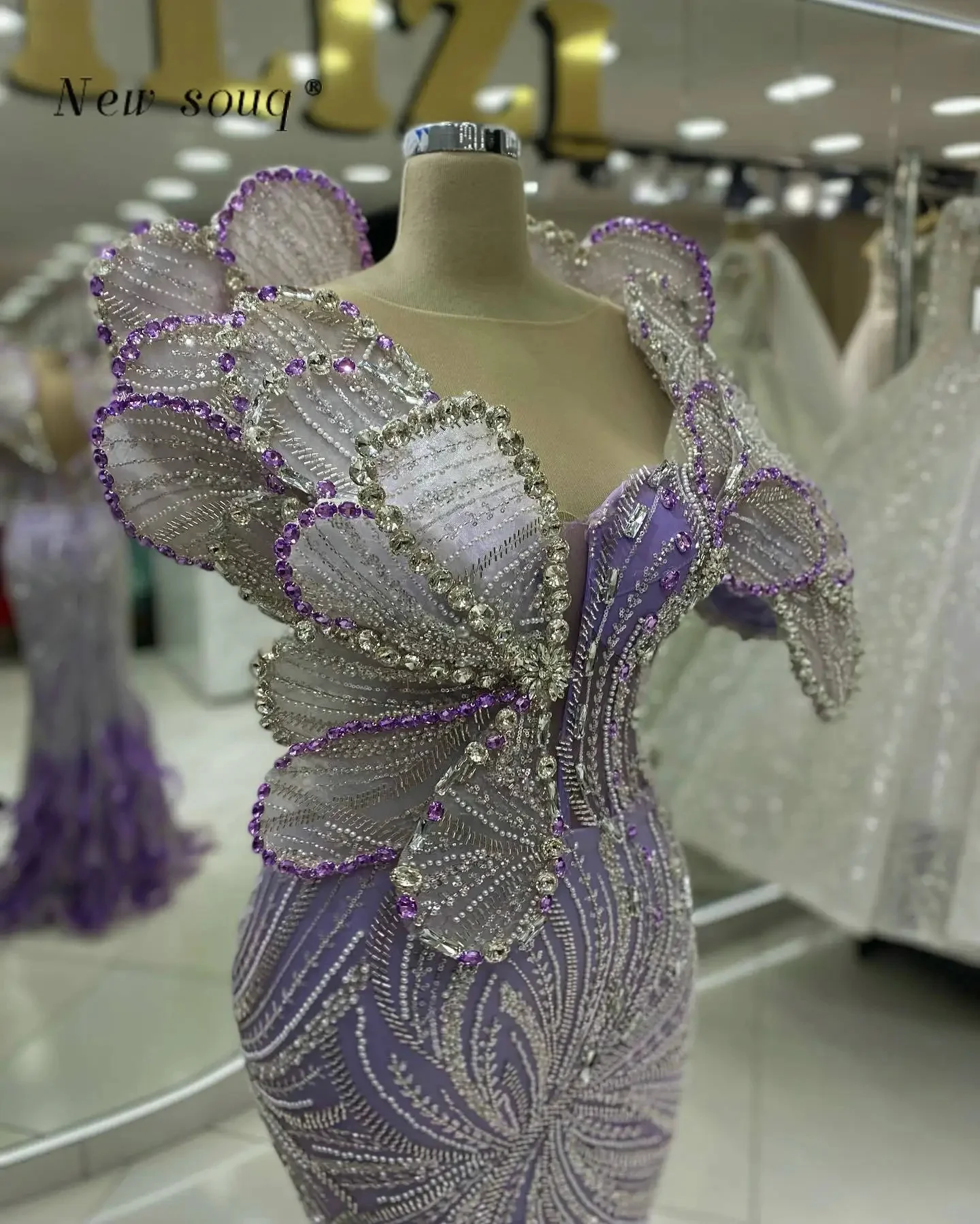 

Special Lilac Purple Feathers Long Mermaid Evening Dresses Customized Dubai Chic Crystals Events Party Gowns Maxi Vestidos
