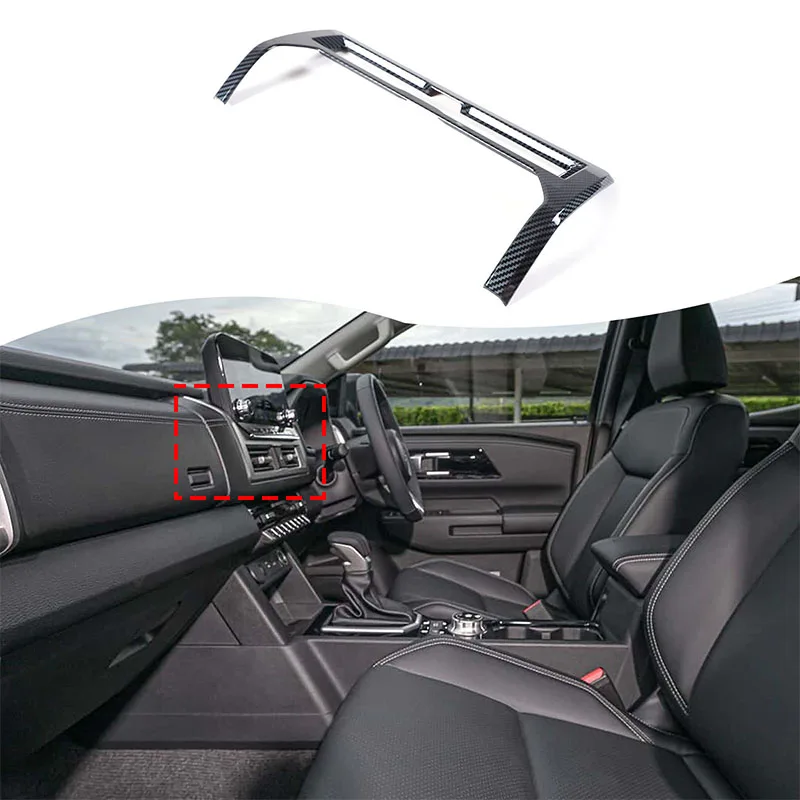 

For Mitsubishi L200 2024+ Car Center Air Outlet Decorative Frame ABS Carbon Fiber/Black Automotive Interior Accessories RHD