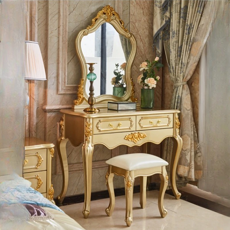 Modern Nordic Dresser Luxury Desings Wood Mini European Drawer Dressing Table Mirror Princess Tocador Maquillaje Salon Furniture