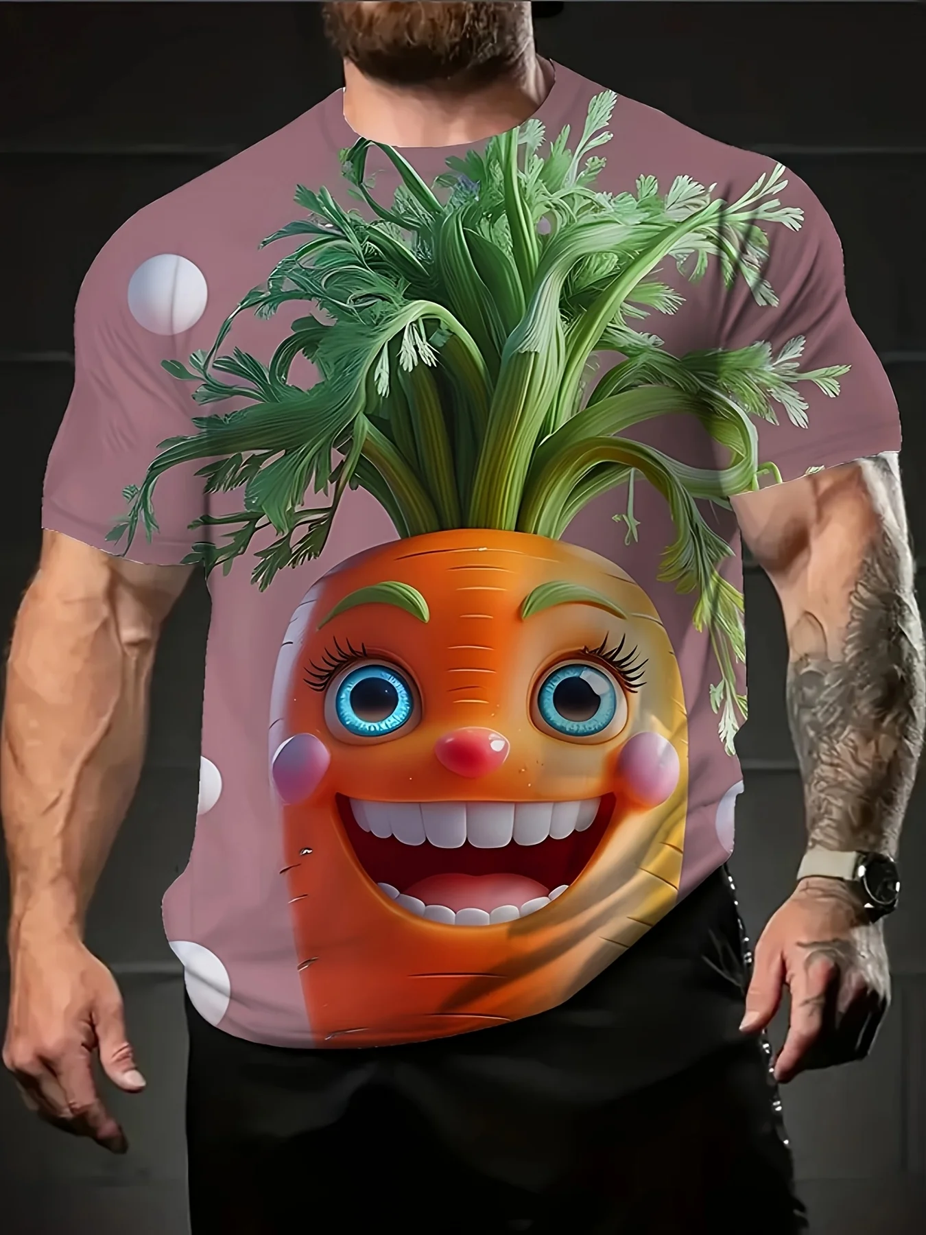 

Men's Big Tall Cute Animal Graphic T-Shirt Whimsical Carrot Character Print Men's T-shirts Unisex Couple Outfit Oversized Shirt