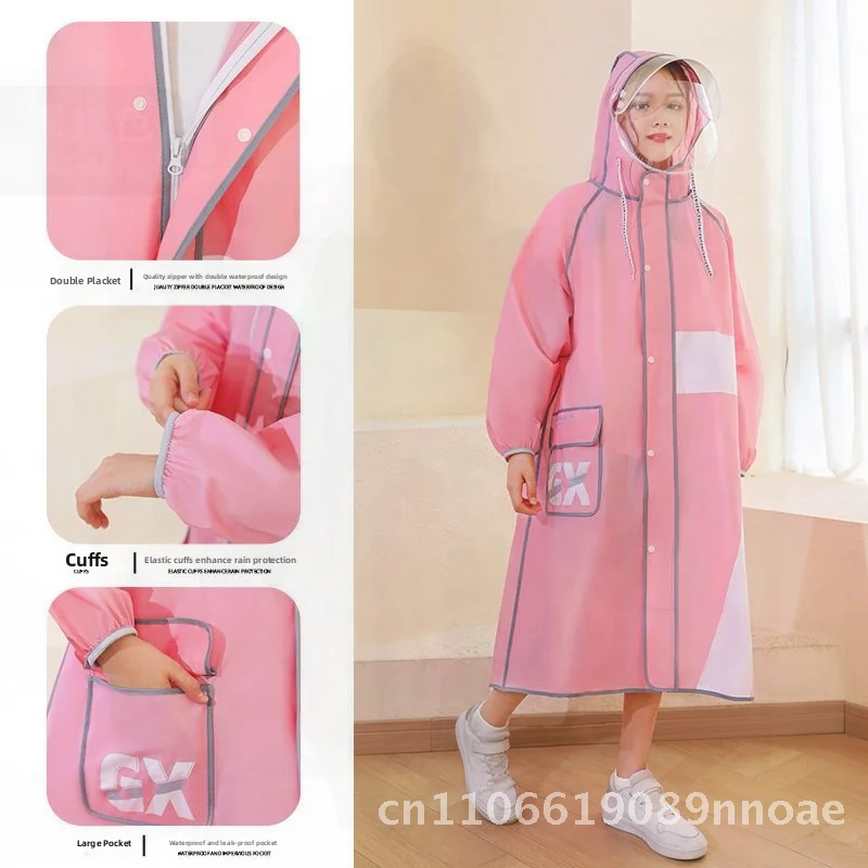 

Kids Raincoat 4R9Z Wholesale Student Rain Gear Split Type Boys Girls School Bag Compatible Full Body Long Anti-Water for