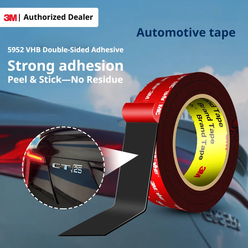 3M 5952 Double Sided Tape VHB Strong High Adhesion High Temp Resistant Car Special Waterproof Residue Free Black 1.1mm Thick