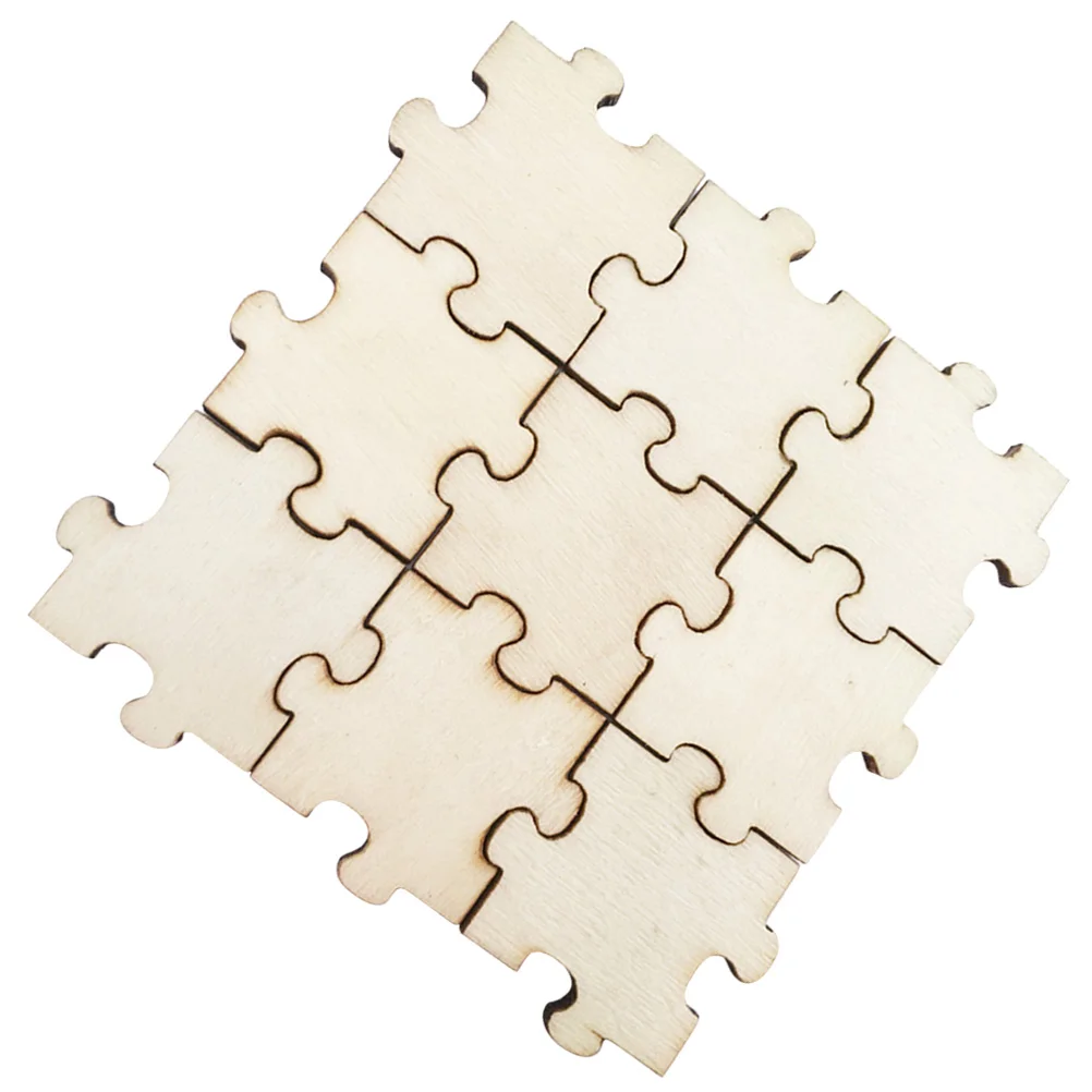 

50 PCS Puzzle Squares Puzzles Unfinished Wooden Chips Toy Cutouts Ornaments Bamboo
