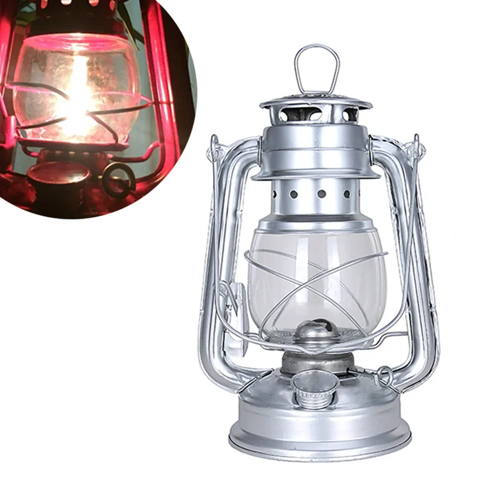 1pc Kerosene Lamp Camping Lantern Retro Style Petroleum Storm Lantern Metal Outdoor Lamp Garden Tools Parts Replacement Fittings