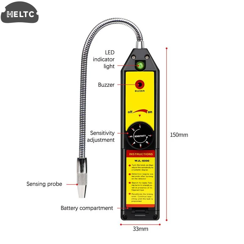 1PCS Refrigerante Gas HVAC Condizionatore D'aria Tester Strumento WJL-6000 Freon Rilevatore di Perdite Alogeno Rilevatore di Perdite R22 R410A R134A R1234YF