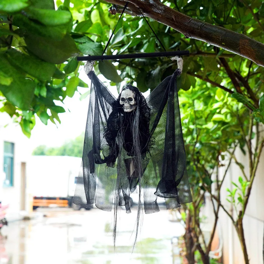 Haunted House Decoration Voice-activated Black Pole Hanging Ghost Horror Scary Hanging Flying Pendant