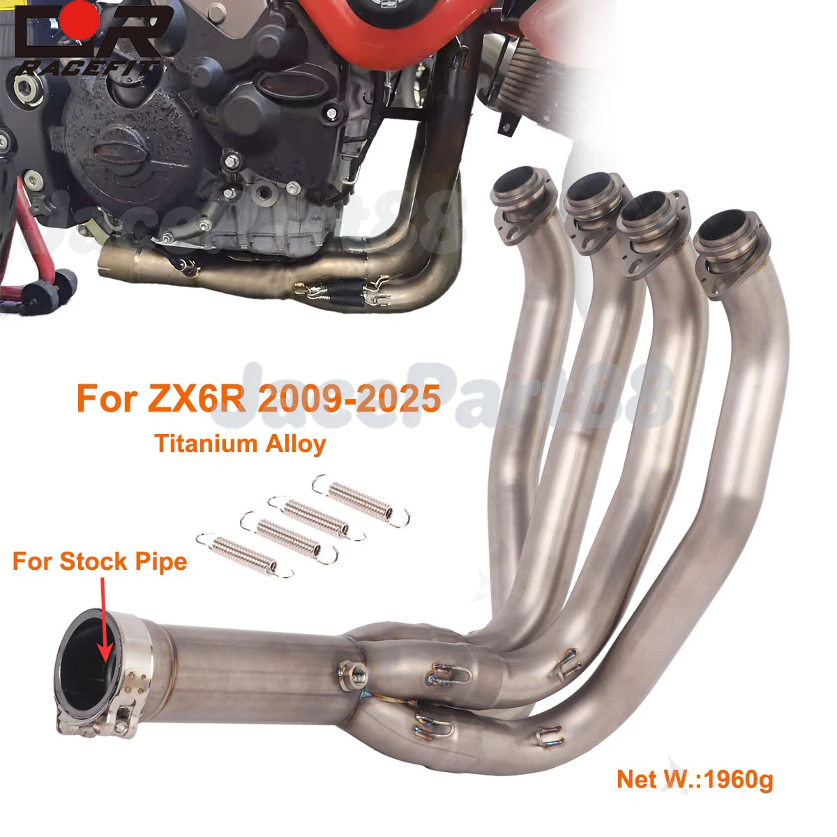 

Titanium Alloy Exhaust Escape Front Link Pipe Header For Kawasaki Ninja ZX6R ZX636 2024-2025 Original Connect Exhaust