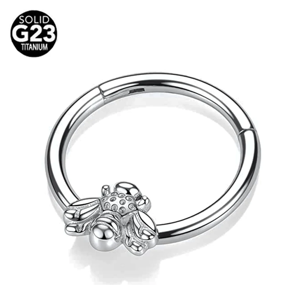 G23 Titanio Ape Setto Anello al naso Piercing Gioielli per il corpo 16G Segmento lunare Serpente Clicker Elica Orecchio Cartilagine Cuore Daith Hoop