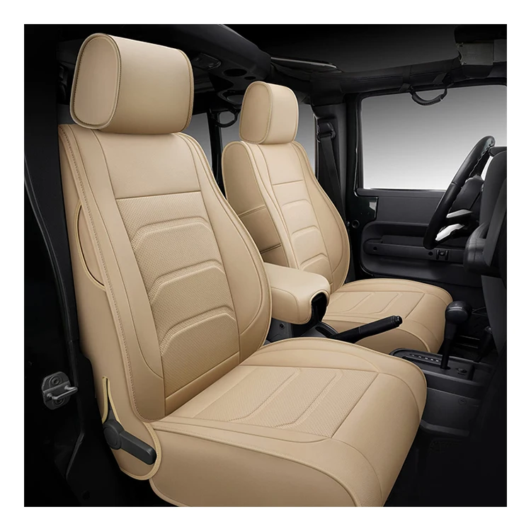 High Quality Leather Full Set Custom Car Seat Covers for Jeep Wrangler JK/JL 4-Door 2007-2010 Waterproof Vehicle Cushion Cover