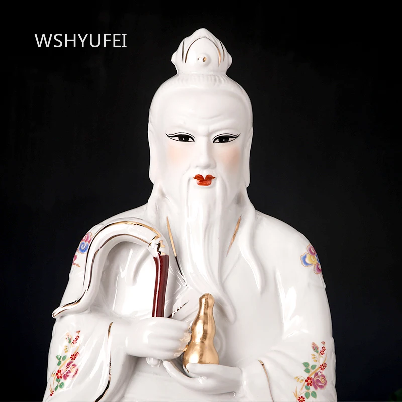 Ceramic Taishang Laojun Buddha Statue Moral Heavenly Ancestor, Grandmaster Taibai Venus Statue Ornament Home Decoration Crafts