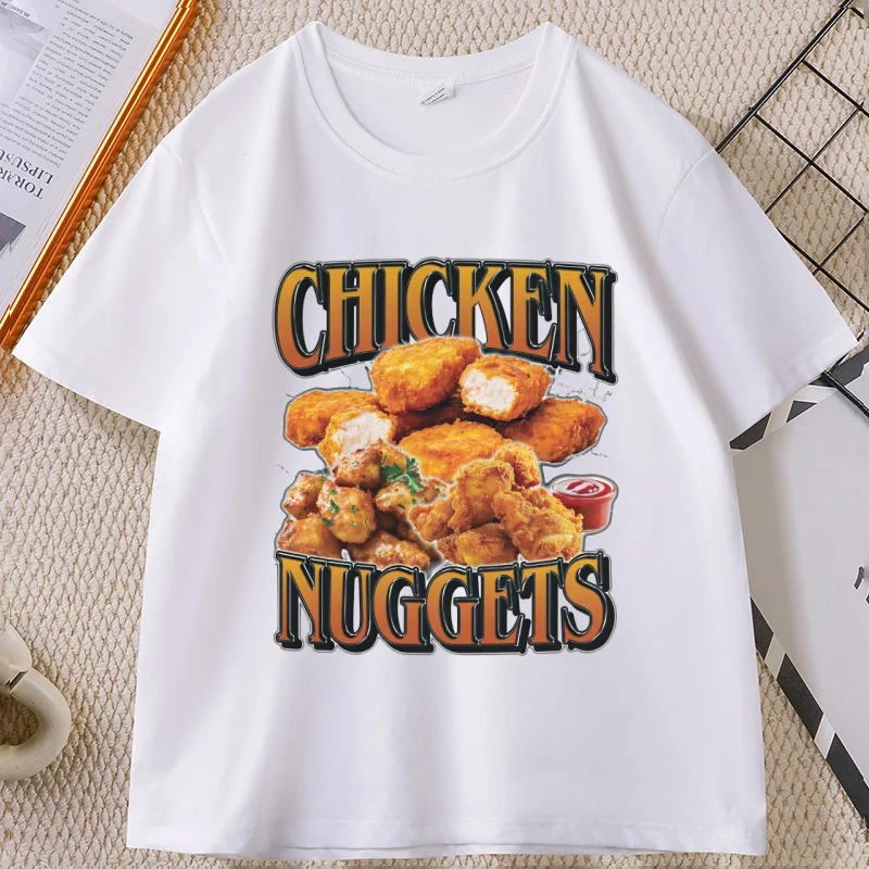 Chicken Nugget Vintage Graphic T-Shirt Funny Nuggets Meme T Shirt Retro Comfortable 90s Graphic Trendy Tee Streetwear