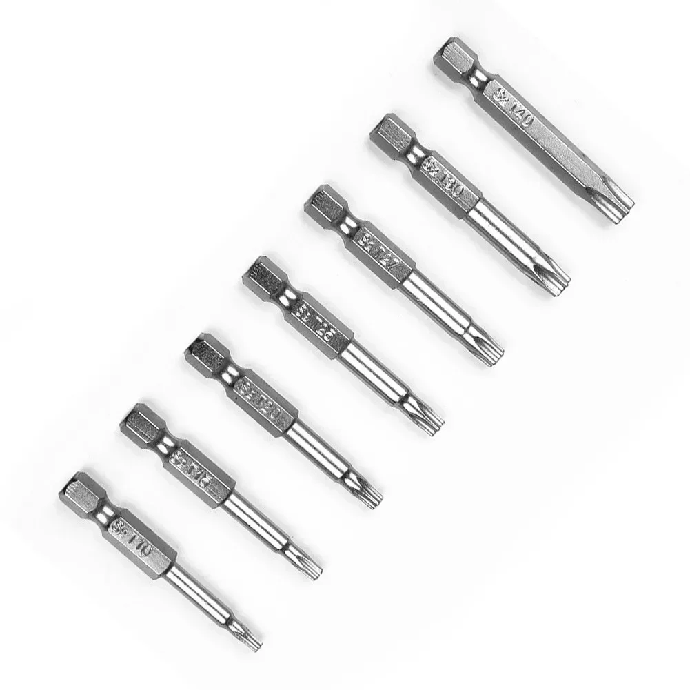 

7Pcs 1/4 Hex Shank 50mm Alloy Steel Bits Magnetic Silver T10-T40 Torx Screwdriver Practical To Use High Grade