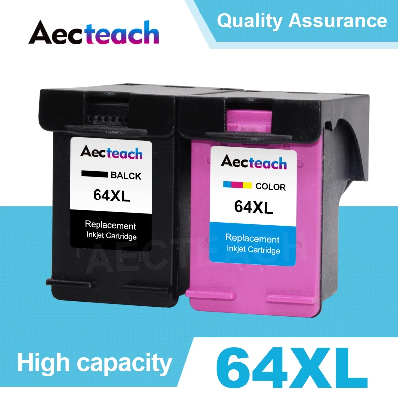 

Aecteach 64 картридж премиум-качества 64XL, совместимый для HP Envy 6220 6222 6230 6232 6252 6255 6258 7120 7130 7132 7155