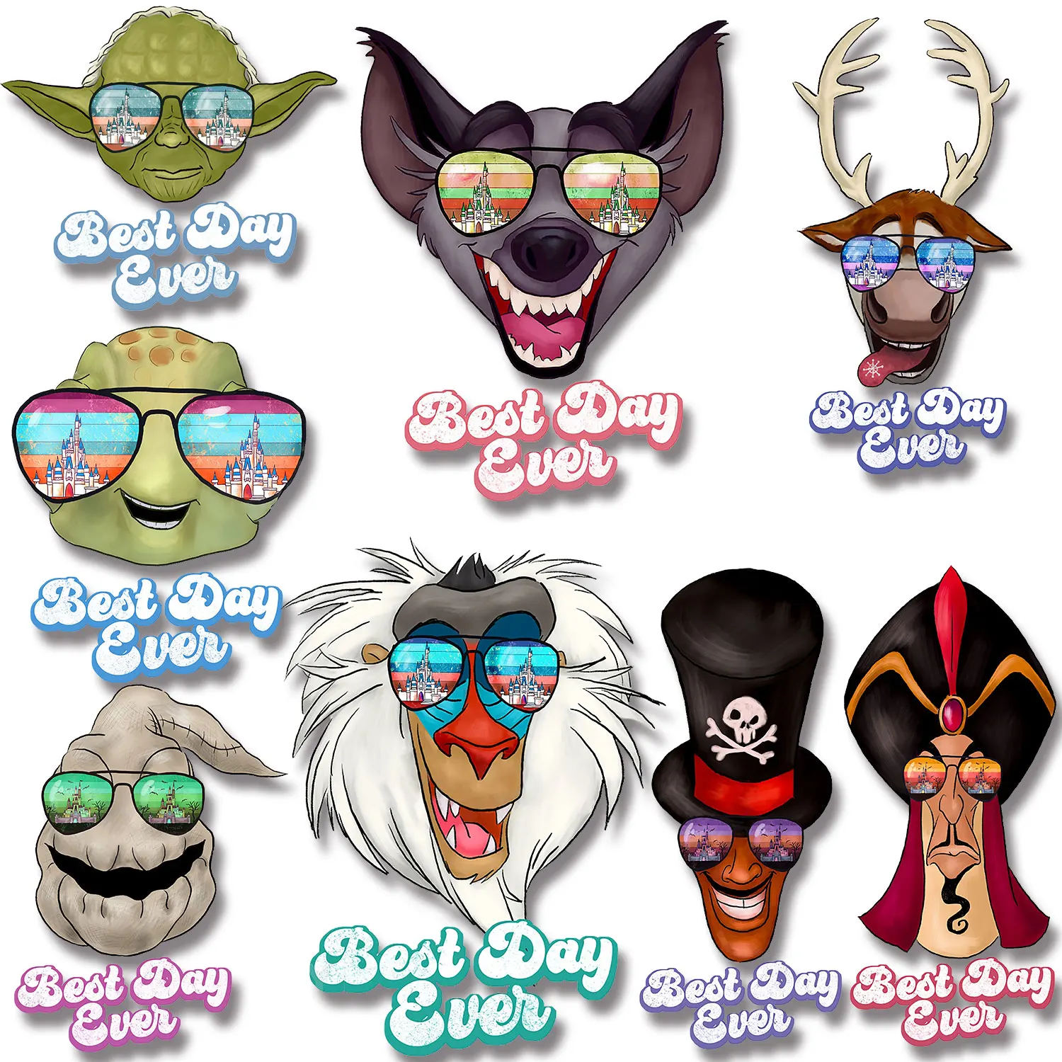 

Best Day Ever Cartoon Characters Portraits Stickers on Clothes Iron-on Transfers Patches for Kids Clothing Jacket