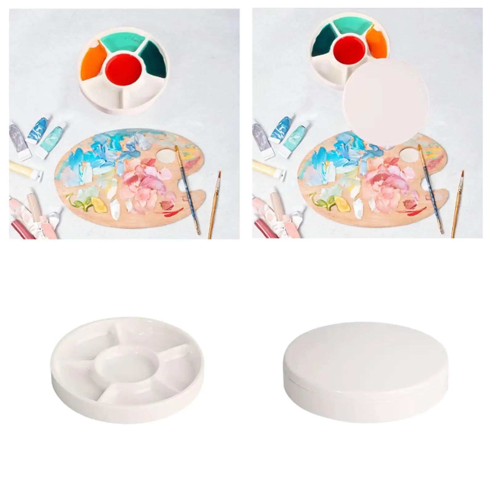 Tavolozza di colori per acquerello da 6 pozzetti Vassoio per miscelazione colori per vernici acriliche portatili semplici