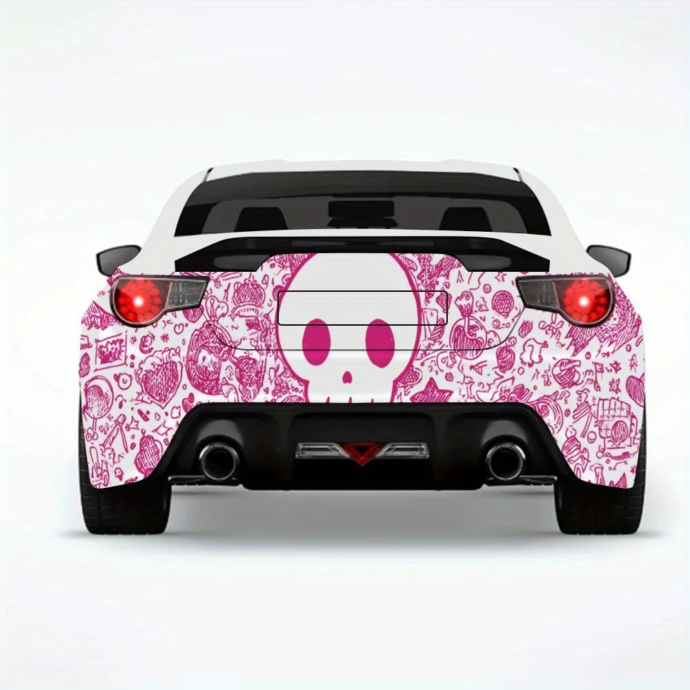 

Cute Pink Skull with Various Car Sticker,Vinyl Decal for Car Rear, Waterproof Self-Adhesive Vinyl Stickers for Vehicle Tail and