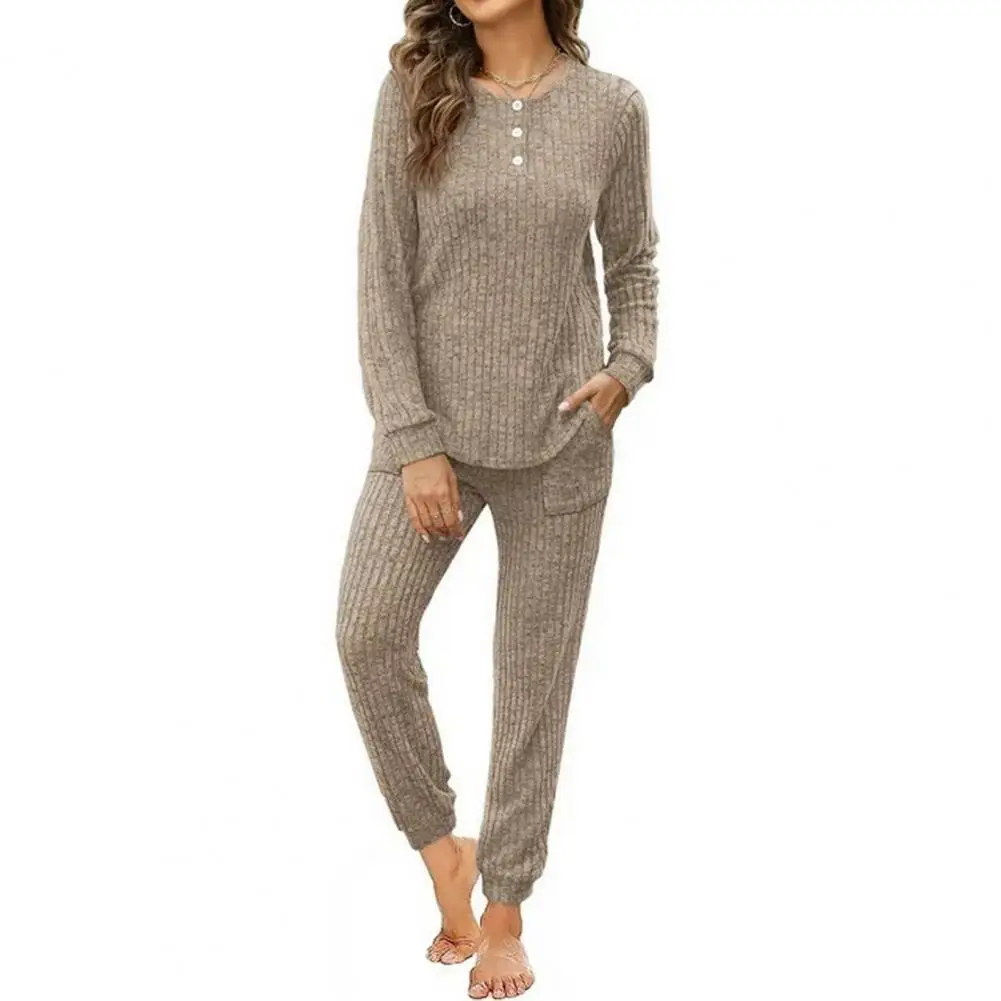 

Костюм из дышащей ткани, женский трикотажный пижамный комплект в рубчик, толстовка с длинными рукавами, спортивный костюм из двух предметов, осенний повседневный костюм