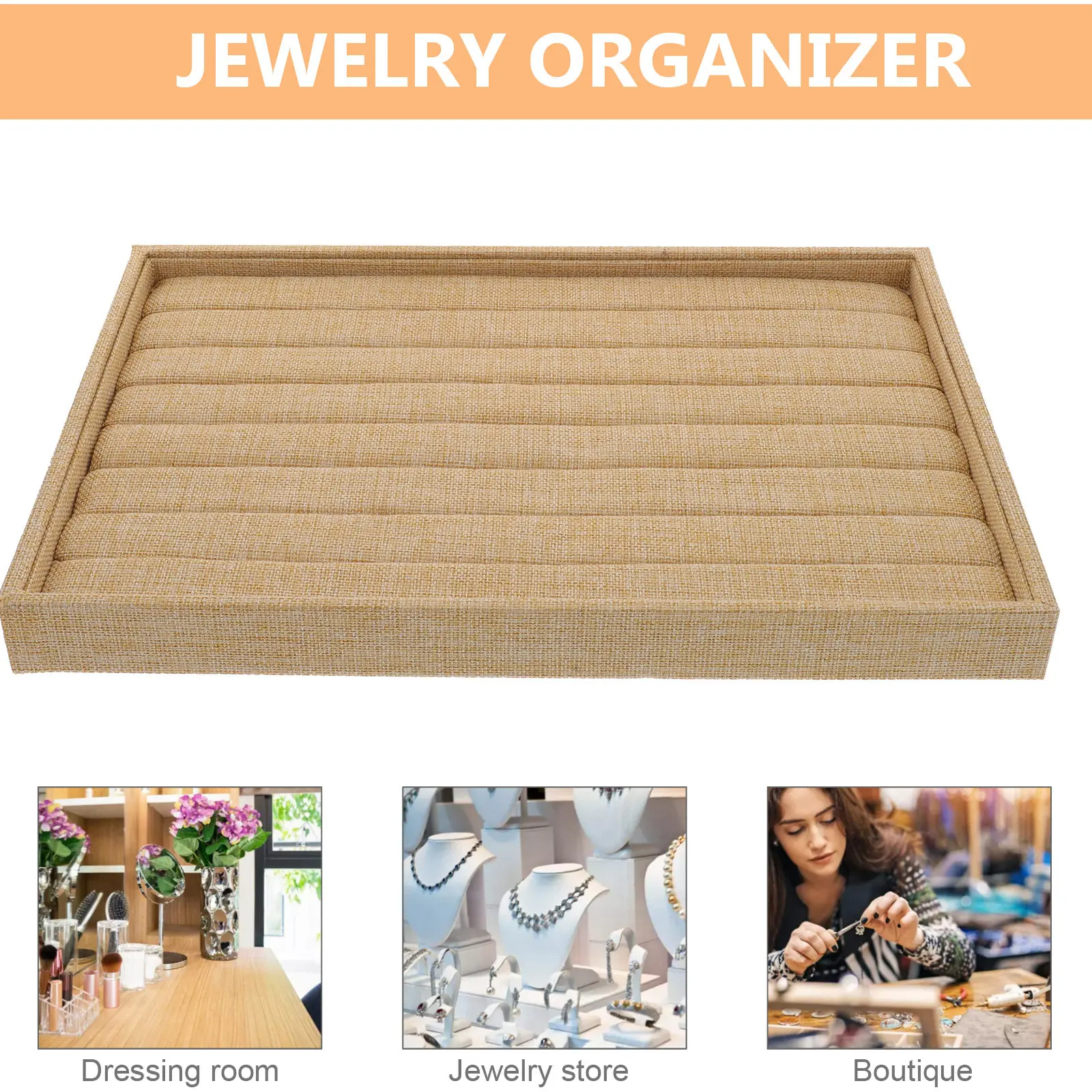 

Desktop Jewelry Tray Multi-Use Wear-Resistant Linen Necklace Earring Organizer Box for Storage Display Jewelry Holder Case