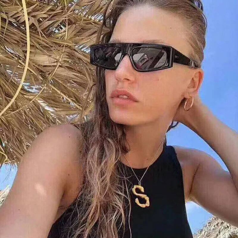 Quadratische Vintage-Sonnenbrille für Männer und Frauen, Sonnenbrillen für Herren und Damen, Modische Retro Hip-Hop-Brille