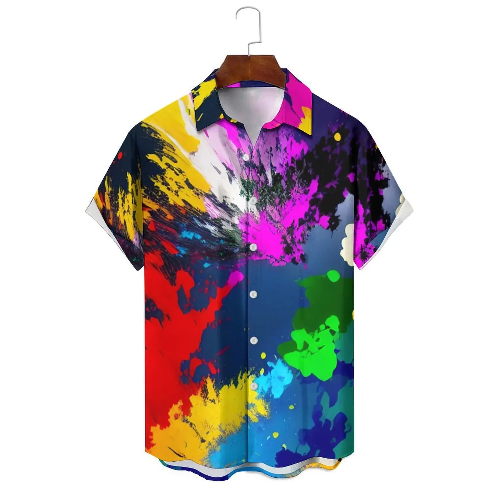 

Summer Hawaiian Men's Shirt Colorfull Graffiti 3D Print Casual Fashion Short Sleeved Shirt Men Loose Breathable Men's Shirts