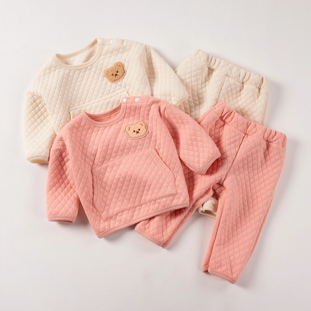 Children Autumn/Winter Casual Clothing Set Warm and Soft Cute Cartoon Sweater+ Pants Two-piece Suit 0-24M