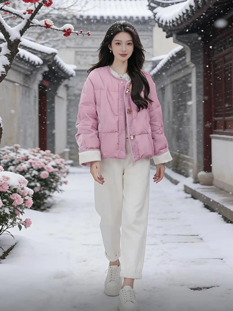 

Утепленная хлопковая куртка для женщин: зимнее теплое повседневное пальто в корейском стиле, свободного кроя, модное, для поездок на работу