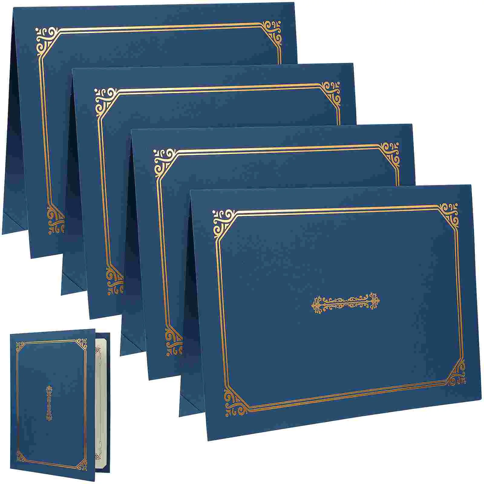 

4 Pcs Certificate Set Diploma Cover Award Blue Folder Bronzing Document A4 Holder Paper