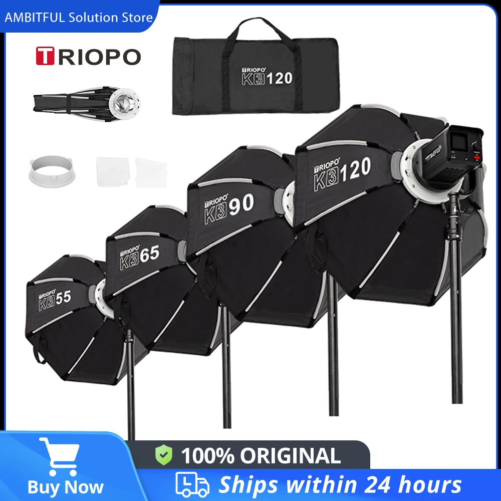 TRIOPO K3 Series 55cm 65cm 90cm 120cm Quick-Setup Octagon Softbox Bowens Mount for Godox Aputure Sokani Studio LED Video Light