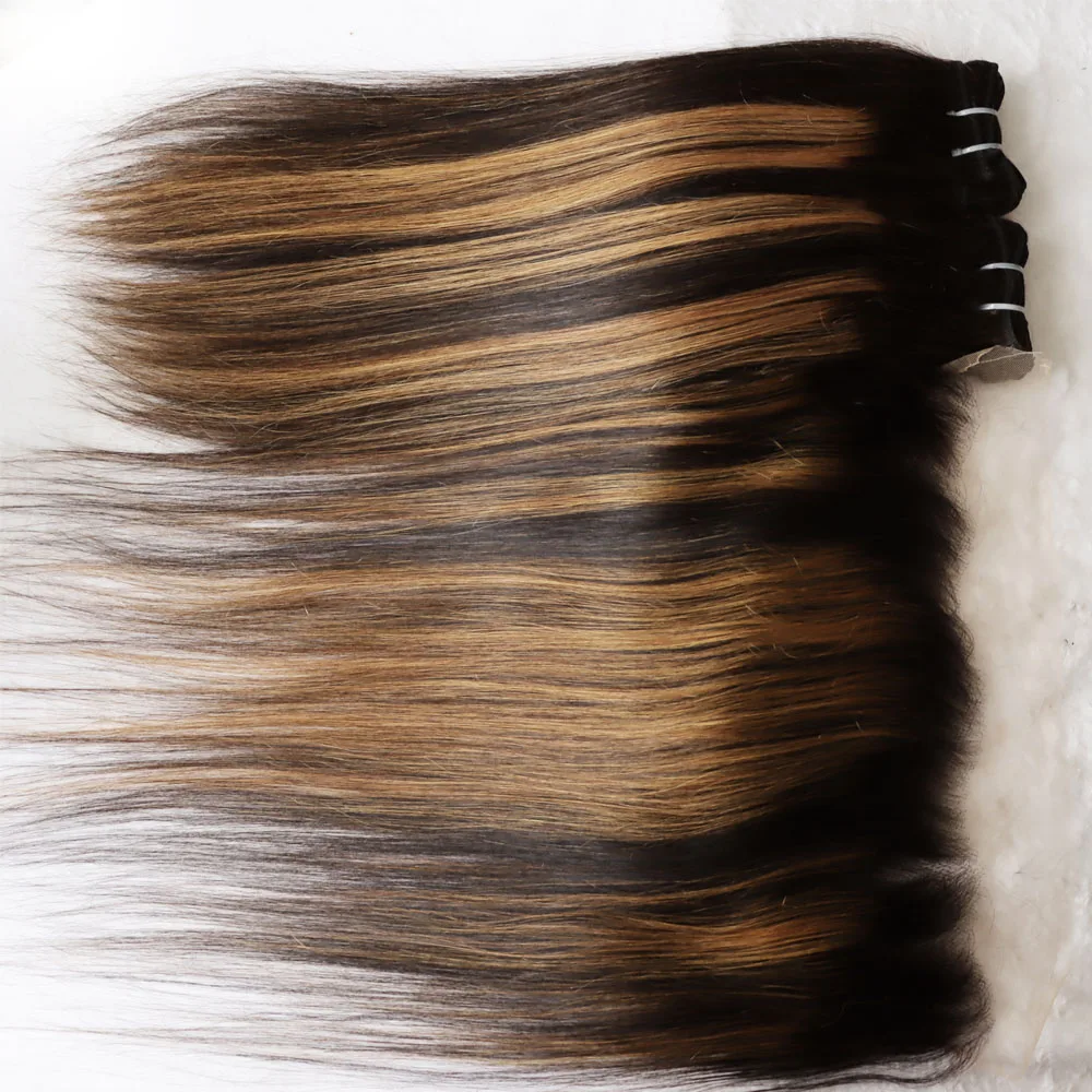 حزمة الشعر البشري مع الدانتيل إغلاق أمامي 4x4 5x5 13x4 13x6 عذراء الشعر الهندي تسليط الضوء على أومبير 1B 27 العسل شقراء كامل الرأس