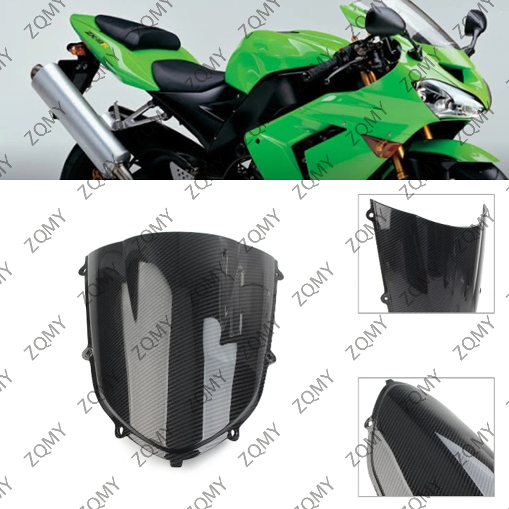 New Motorcycle Carbon Fiber ABS Windshield Wind Screen Shield Protector For Kawasaki ZX10R 2004-2005