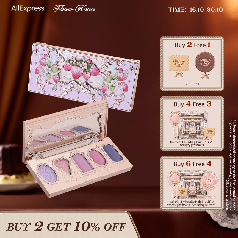 

Flower Knows Strawberry Rococo Series Five-Color Eyeshadow Palette