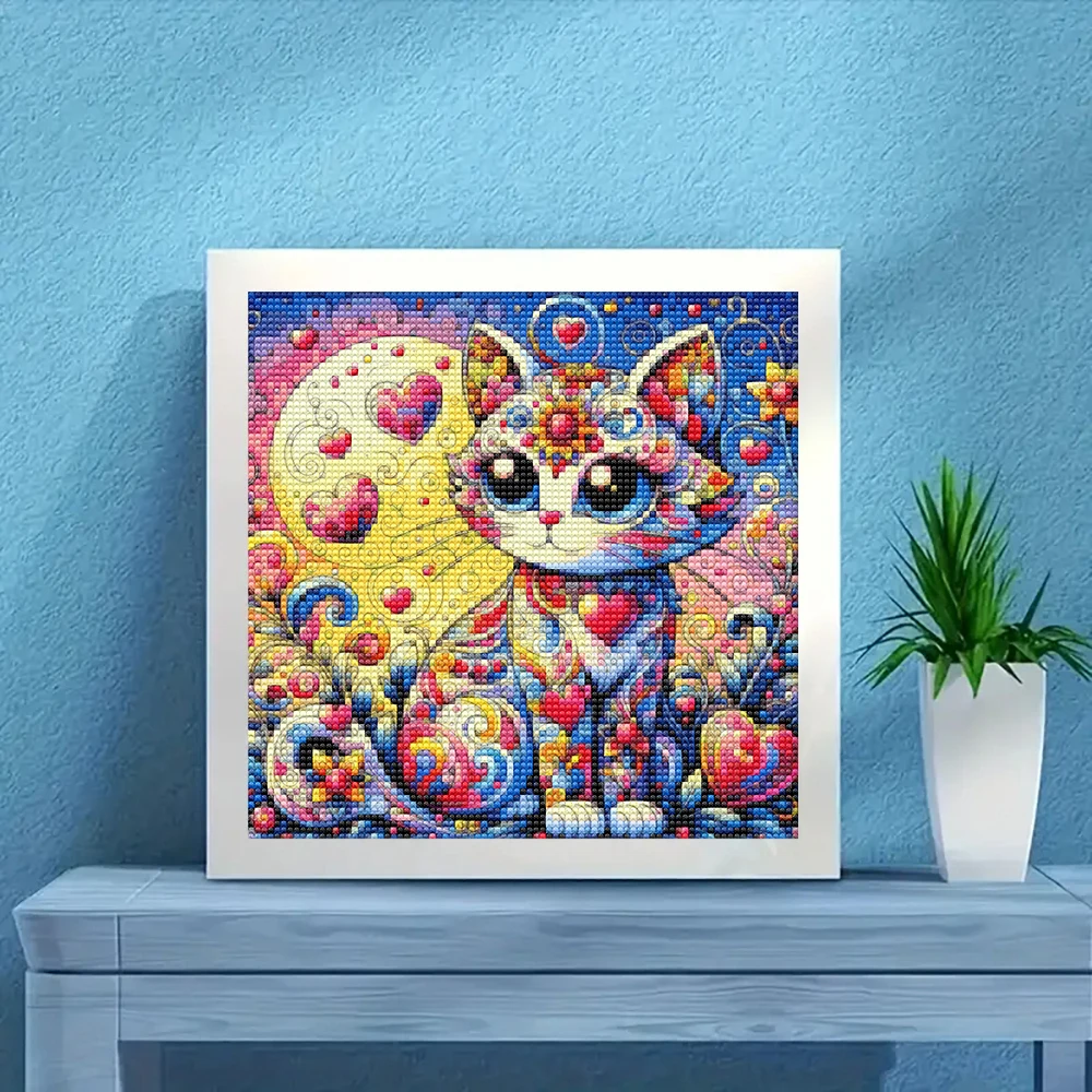مجموعة رسم ماسية ثلاثية القطة الملونة 5D ، مجموعة مشغولات فنية من الأكريليك ذاتية الصنع ، ديكور حائط بدون إطار ، هدية مصنوعة يدويًا ، منزل #3