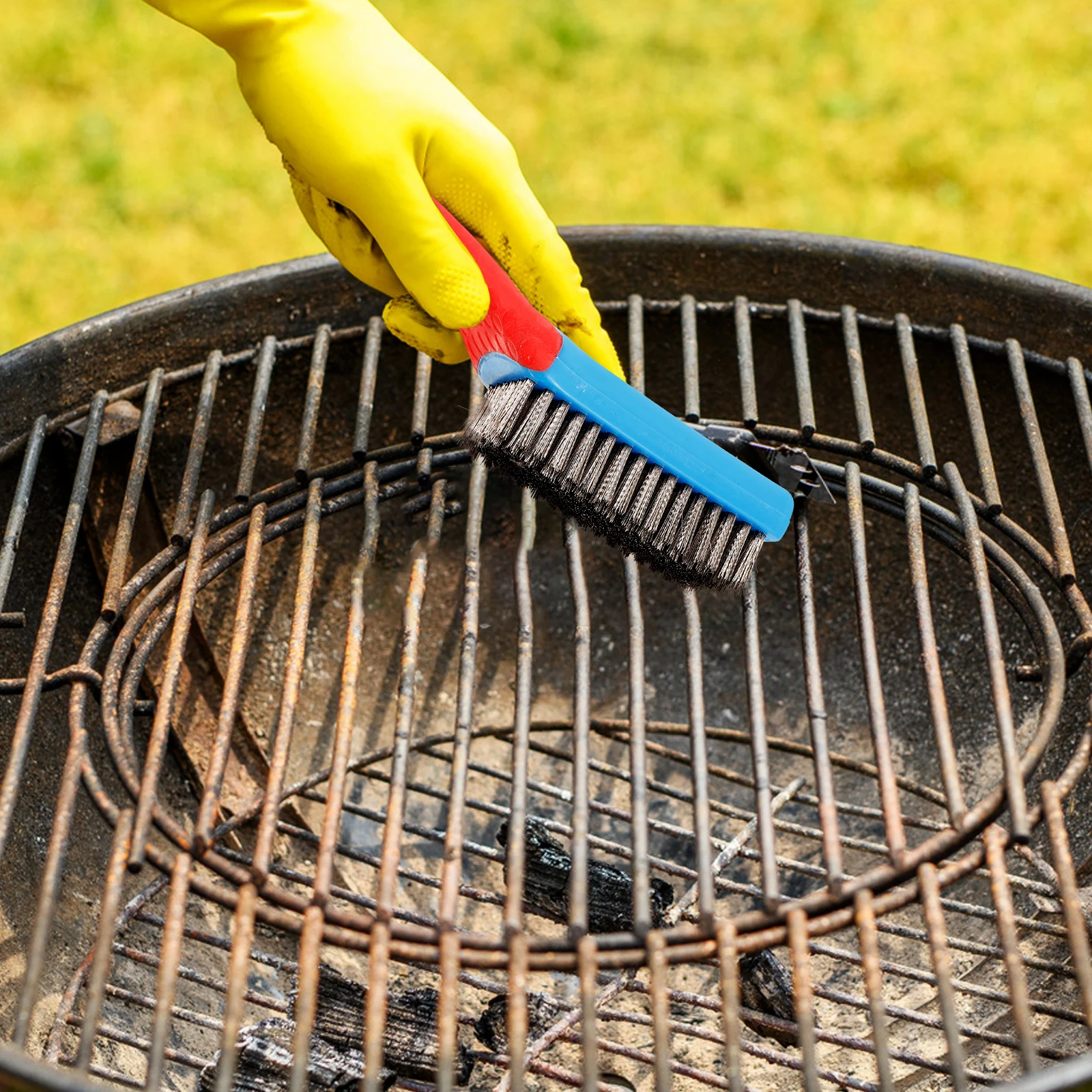 

Steel Wire Brush Silicone Handle Hard Bristles Rust Removal Paint Scrubbing Cleaning Wire Brush Portable Efficient Cleaning Tool