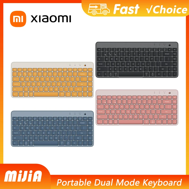 Xiaomi mijia Colorful Portable Dual Mode Keyboard With Mouse Wireless 2.4GHz Bluetooth Multi Device Connection With Split Holder