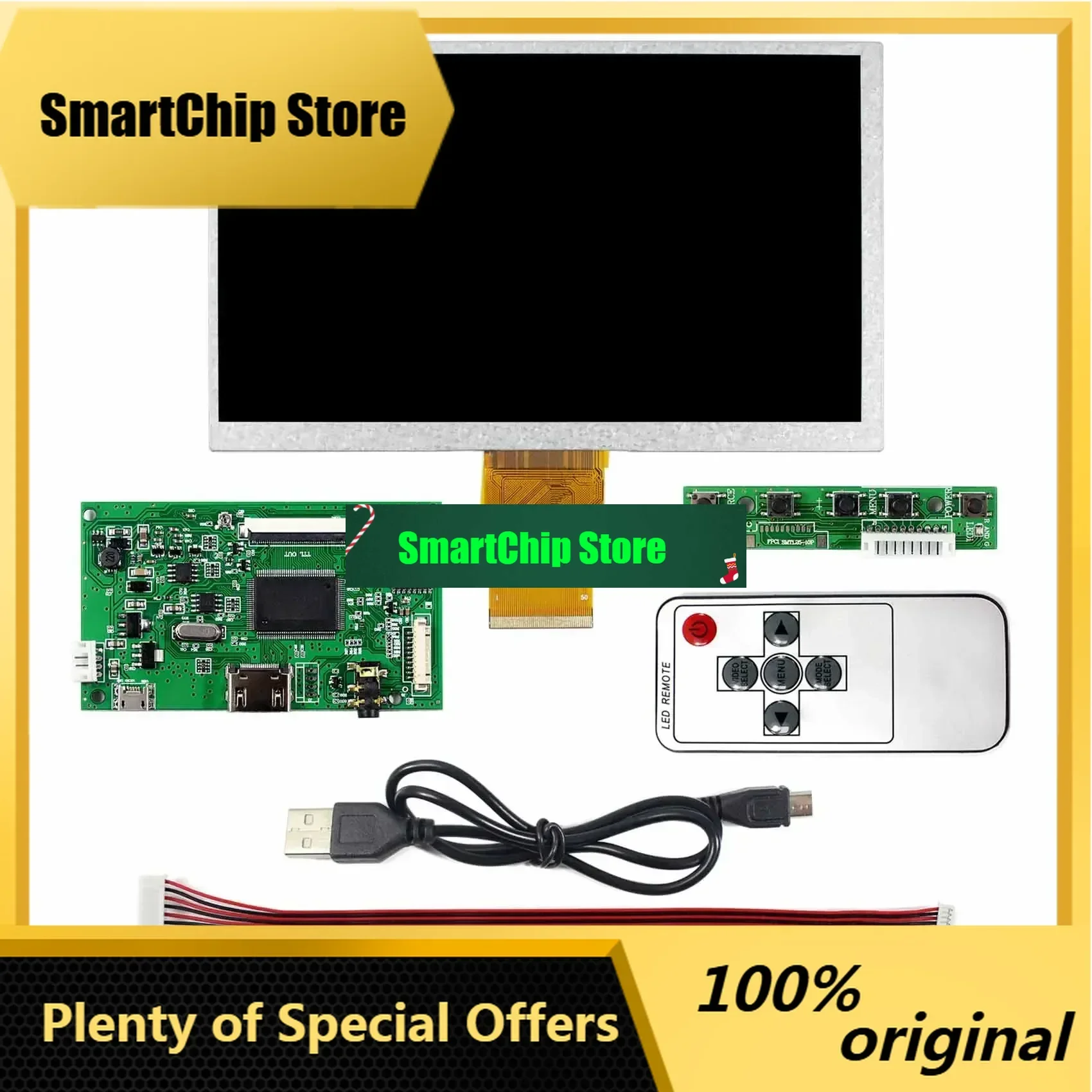 SmCpRaspberry Pi 7inch LCD Screen Display 1024x600 Module With HD MI Signal Input Interface LCD Controller Board TV Board